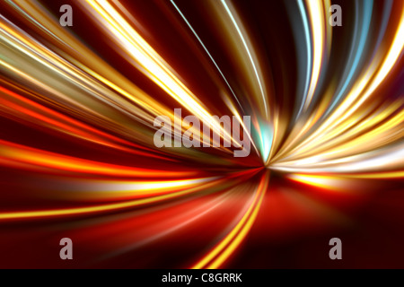 Accelerazione del movimento sulla strada di notte Foto Stock