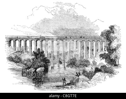 Acquedotto Pontcysyllte Llangollen Canal valle del fiume Dee Wrexham Galles Gran Bretagna grado che ho elencato la costruzione sito Patrimonio Mondiale Foto Stock