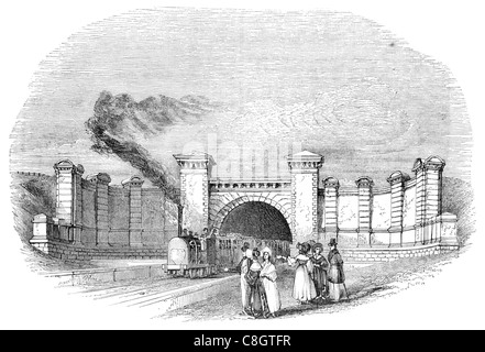Ingresso di Primrose Hill tunnel locomotiva a vapore Foto Stock