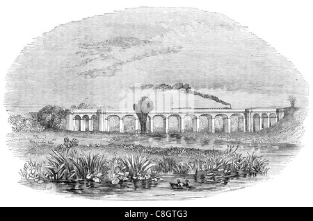 Il viadotto di Avon Londra Birmingham railway locomotiva a vapore ponte valle paesaggio paludi marsh fiume scenica campagna Foto Stock
