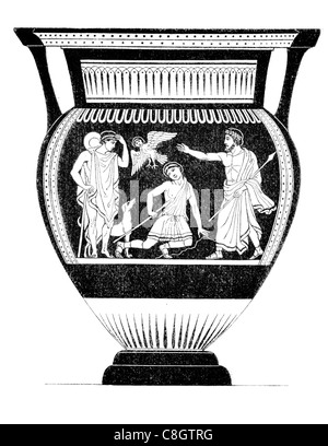 Nero etrusco figura vaso dipinto7th iv a.c. Gli Etruschi greco Etruria ceramiche decorate riccamente vasi grave Corinto dèi del Mar Nero Foto Stock