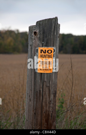 Nessuna trasgressione e nessun segno di caccia Michigan STATI UNITI Foto Stock