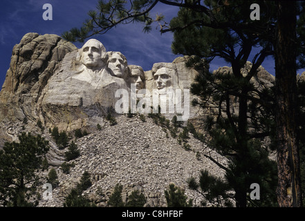 Il monte Rushmore, nazionale, Memorial, presidenti, Dakota del Sud, Stati Uniti, Stati Uniti, America, Foto Stock