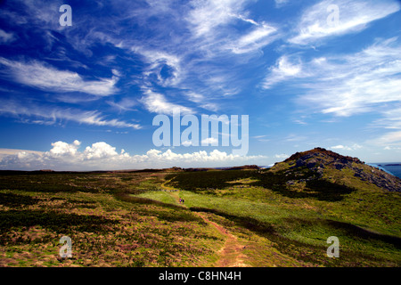 Isola di Skomer il paesaggio è sotto un cielo estivo Foto Stock