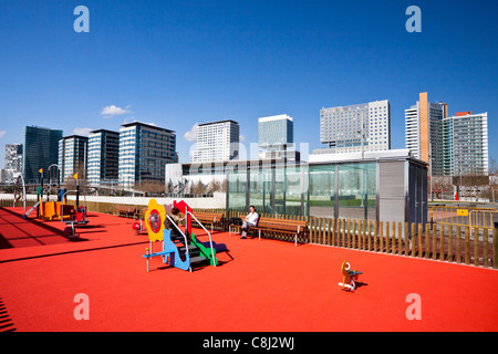 Spagna, Europa, Catalunya, Barcelona, Diagonal Mar, bambini, giocattoli, Parco Foto Stock