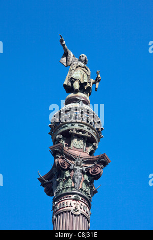 Spagna, Europa, Catalunya, Barcelona, Città, Columbus, monumento, Foto Stock