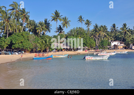 Asia, Ceylon, costa, mare, spiaggia di sabbia, spiaggia, mare, Asia del Sud, Unawatuna, Sri Lanka Foto Stock