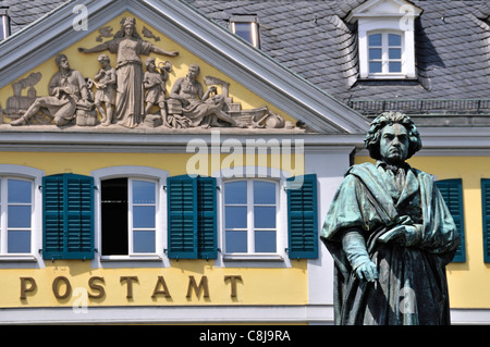 Architettura, Beethoven, Bonn, monumento, Germania, Europa, vista frontale, principe di montagna, compositore, arte, storia, Münster pl Foto Stock