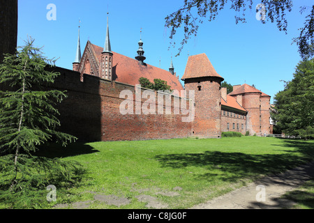 Nicolaus Copernicus monumento in background della Cattedrale di Frombork, un luogo dove ha lavorato Copernico. Foto Stock