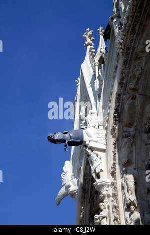 Gargoyle sulla Cattedrale di Reims in Francia Foto Stock