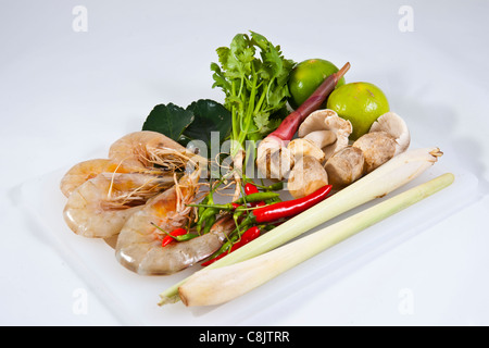 Condimento Tom Yum Goong, in stile Thai e calda zuppa piccante Foto Stock