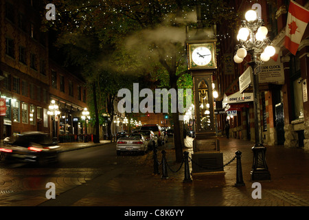 Tempo di notte foto di Gastown in Vancouver BC. Foto Stock