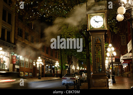 Tempo di notte foto di Gastown in Vancouver BC. Foto Stock