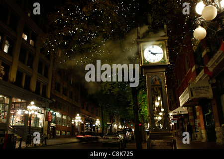 Tempo di notte foto di Gastown in Vancouver BC. Foto Stock