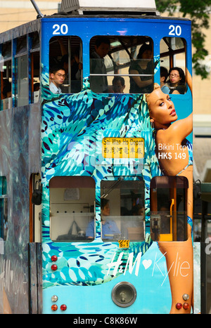 HongKong il famoso double decker tram, Cina SAR Foto Stock