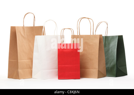 Shopping bags isolati su sfondo bianco. Foto Stock