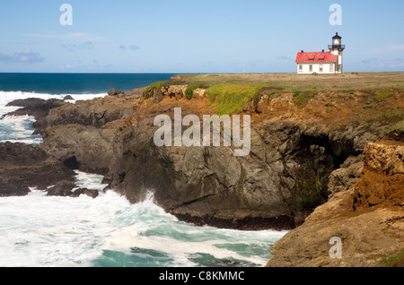 CALIFORNIA - punto Cabrillo faro sulla costa del Pacifico nord di Mendocino nel punto Cabrillo Light State Historical Park. Foto Stock