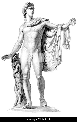 Apollo Belvedere Pythian Apollo scultura in marmo Antichità classica Italia Rinascimento dio greco Apollo shot freccia di morte che uccide Foto Stock
