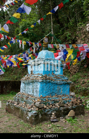 Blue chorten Lago di Khecheopalri Sikkim India Foto Stock