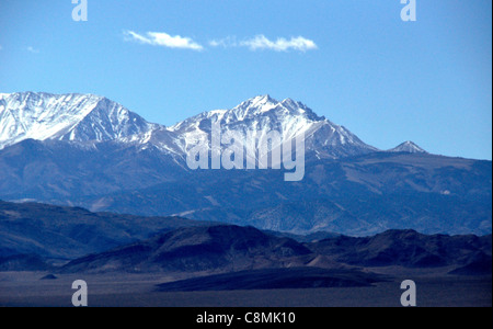 Vista del versante orientale delle montagne bianche in California si vede dall'Autostrada 95 in Nevada. Foto Stock