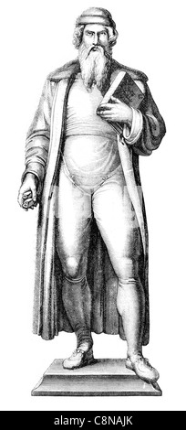Statua Johannes Gensfleisch zur Laden zum Gutenberg 1398 1468 fabbro orafo editore della stampante per stampa di tipo mobile Foto Stock