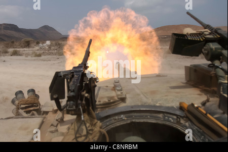 Un M1A1 Abrams battaglia serbatoio dal serbatoio di plotone società Alfa, Foto Stock