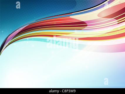 Illustrazione di colorato sfondo astratto fatto di luce e gli spruzzi di linee curve Foto Stock