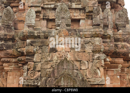 Dettagli di architettura di prasat hin di phnom rung tempio Khmer resti in Thailandia Foto Stock