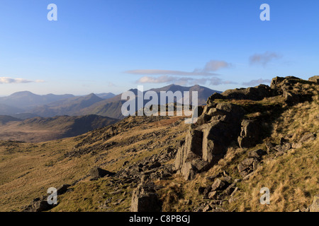 Una vista di Snowdon da Moel Siabod Foto Stock