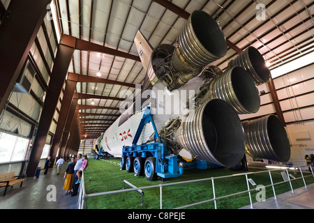 L'ultimo inutilizzata Saturn V razzo da Apollo programma spaziale Johnson Space Center a Houston, Texas, Stati Uniti d'America Foto Stock