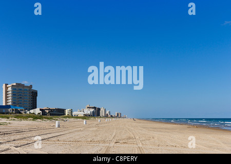 Spiaggia a Sud di South Padre Island, vicino a Brownsville, Texas, Stati Uniti d'America Foto Stock