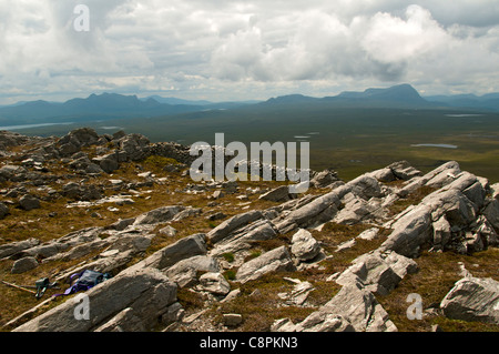 Ben leale e ben sperare su un' Mhoine deserto, dal vertice di Ben Hutig, Sutherland, Scotland, Regno Unito Foto Stock