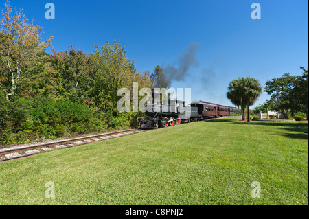 1907 locomotiva del treno a vapore situato in Tavares, Florida e ancora in esecuzione i brani. Ha recitato in oltre 20 film. Foto Stock