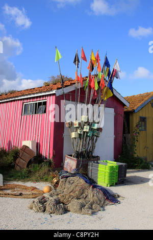 Oyster Fisherman's capanna con boe. Foto Stock