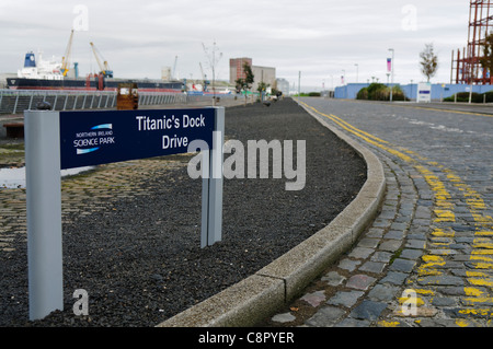 Titanic's Drive Dock Road Sign Foto Stock