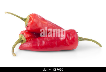 Peperoncino rosso isolato su sfondo bianco Foto Stock