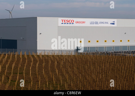 Nuovo magazzino Tesco sviluppo, DIRFT, Crick, Northamptonshire, Regno Unito Foto Stock