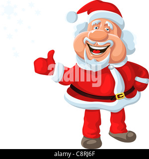 Funny cartoon Santa Claus mostra OK, isolato su sfondo bianco Foto Stock