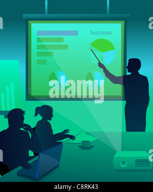 Illustrazione di presentazione aziendale e grafico a torta Foto Stock