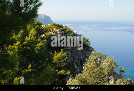 Una vista dalla strada di montagna ad ovest dell'isola di Mallorca / Maiorca Foto Stock