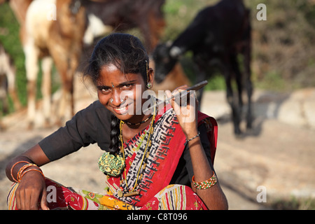 Abbassare casta donna Andhra Pradesh in India del Sud Foto Stock