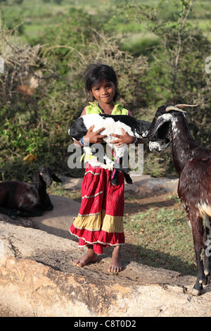 Casta inferiore ragazza in Andhra Pradesh in India del Sud Foto Stock