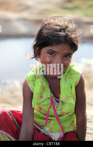 Casta inferiore ragazza in Andhra Pradesh in India del Sud Foto Stock