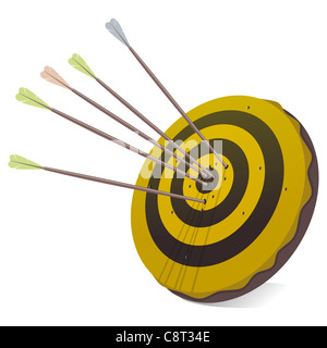 Successo di business Target in bianco e nero e giallo - simbolo del business di successo di attività sotto forma di un obiettivo Foto Stock