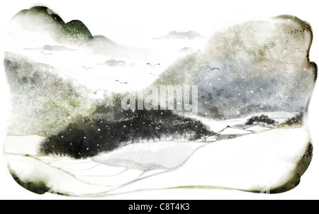 Neve paesaggio di montagna Foto Stock