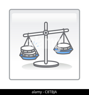 Peso scala su sfondo bianco Foto Stock