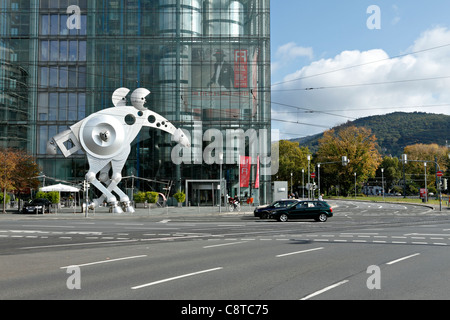 Cavallo metallico scultura davanti la stampa Media Center, Heidelberg Baden Wurttemberg Germania Foto Stock