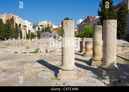 Rovine dell'antico Foro Romano. Tarragona, Catalogna, Spagna. Foto Stock