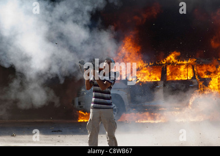 L'assalto di Gheddafi palace a Baba al Azia Foto Stock