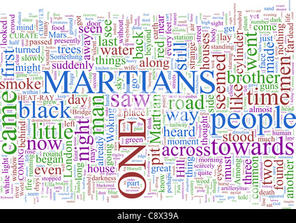 Word cloud sulla base di Ben è la guerra dei mondi Foto Stock